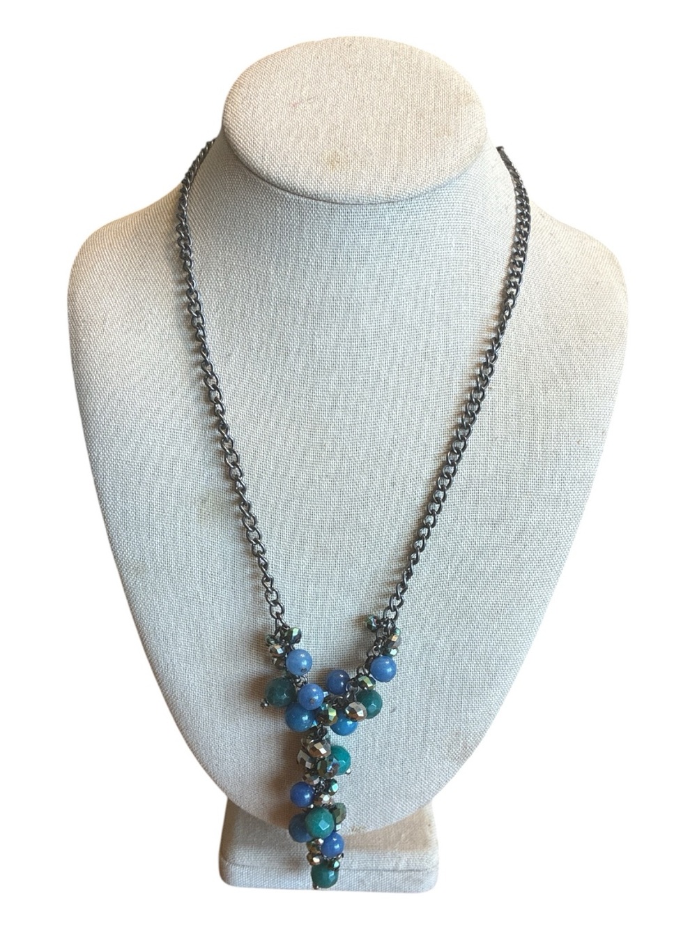 Kenneth Cole Blue Multi-Bead Statement Necklace